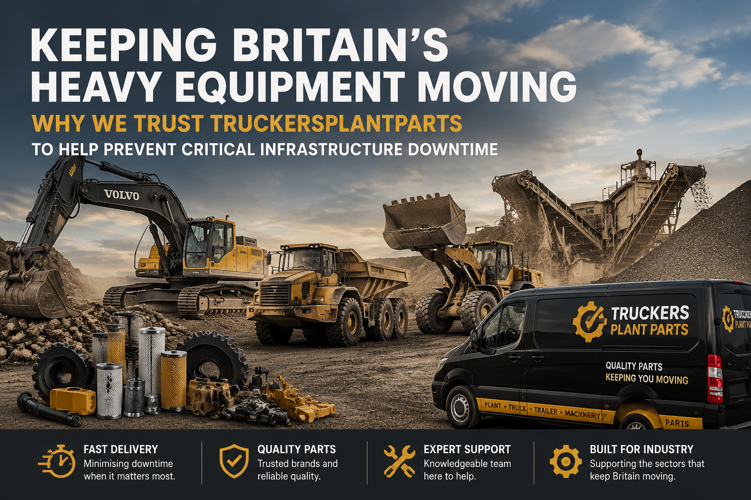 Heavy machinery in action at sunset